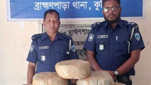 ব্রাহ্মণপাড়ায় ৩৪ কেজি গাঁজা জব্দ